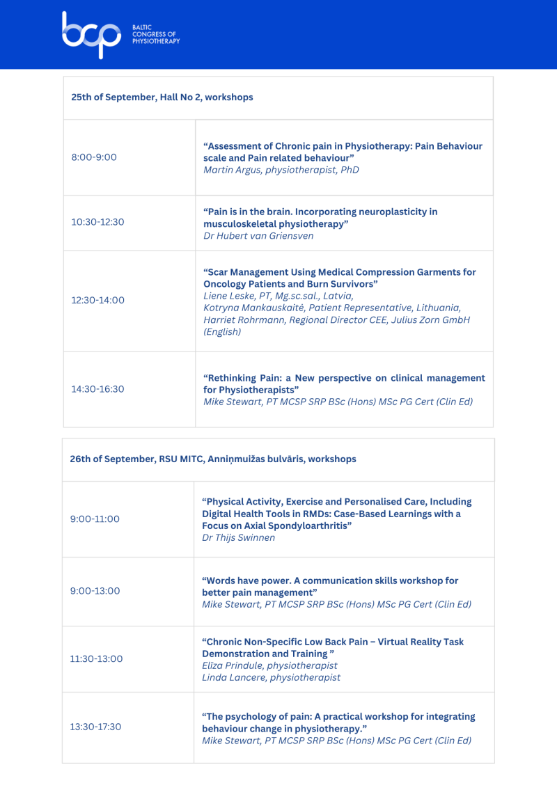 Meistarklašu programma 25.09.-26.09.